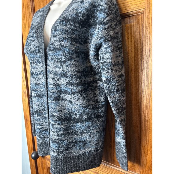 Athleta Sz SP Westlake Textured Cardigan Sweater Gray Fog Camo Fine Merino Wool - Picture 2 of 8